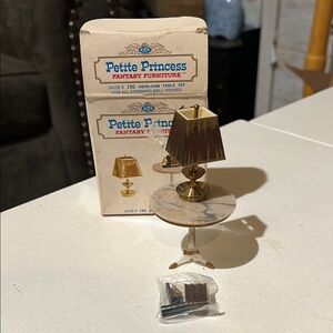 Petite Princess fantasy furniture, heirloom table set. Table lamp book end.